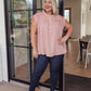 Pleat Detail Button Up Blouse in Pink Tops   