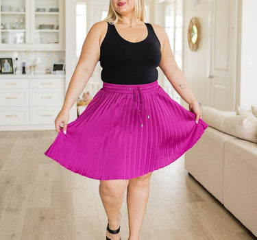 Just a Flirt Pleated Skirt in Magenta