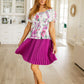 Just a Flirt Pleated Skirt in Magenta Womens Bottoms   