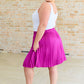 Just a Flirt Pleated Skirt in Magenta Womens Bottoms   