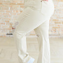 Selena High Rise Distressed 90's Straight Jeans in Bone