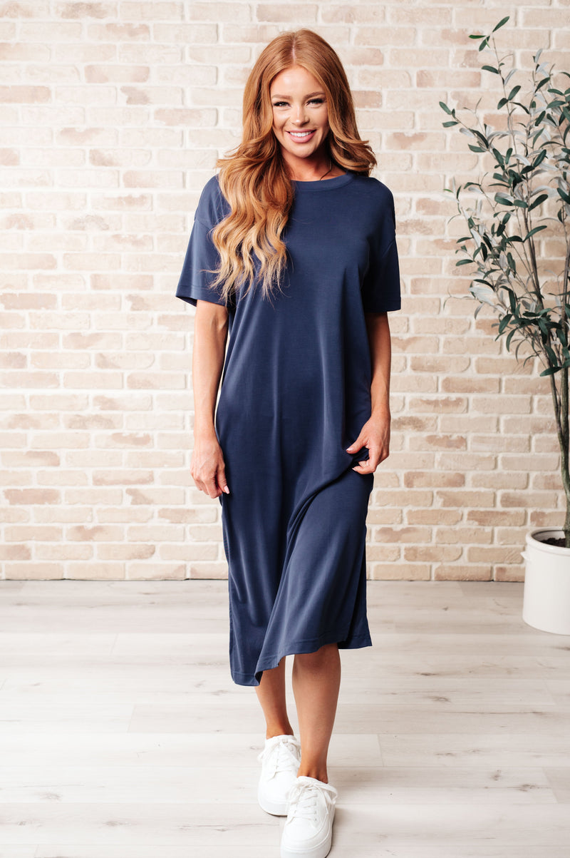 Keeping It Chill Drop Shoulder Maxi Dress in Dark Night Dresses   