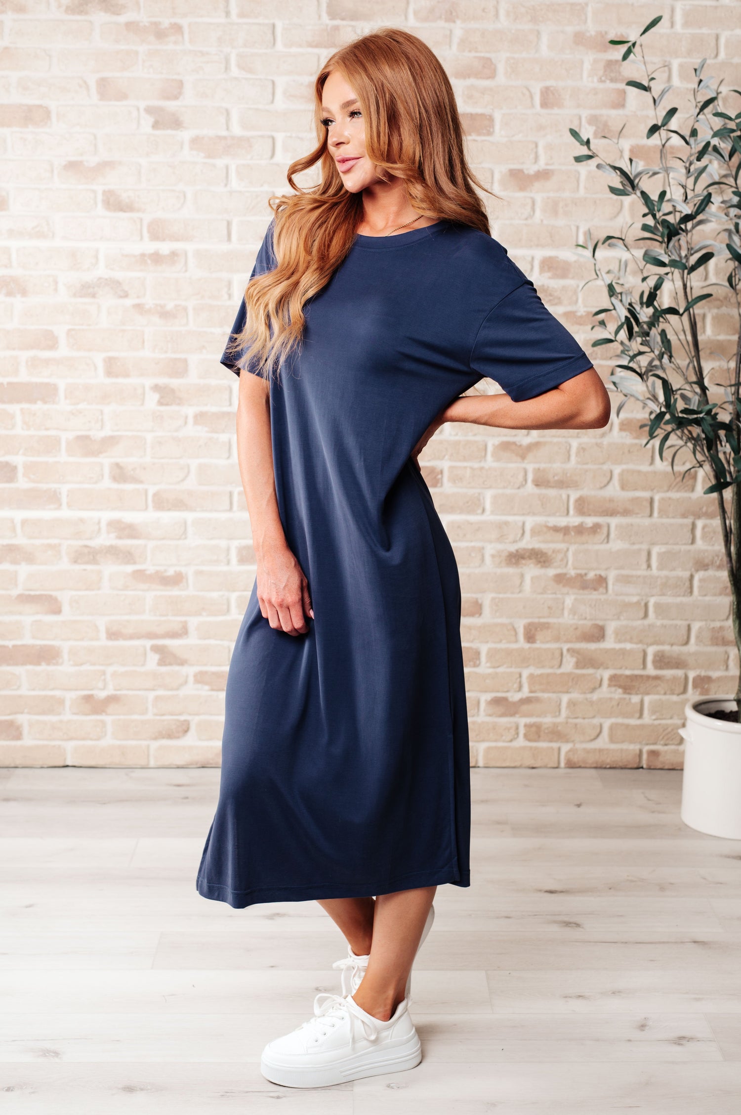 Keeping It Chill Drop Shoulder Maxi Dress in Dark Night Dresses   