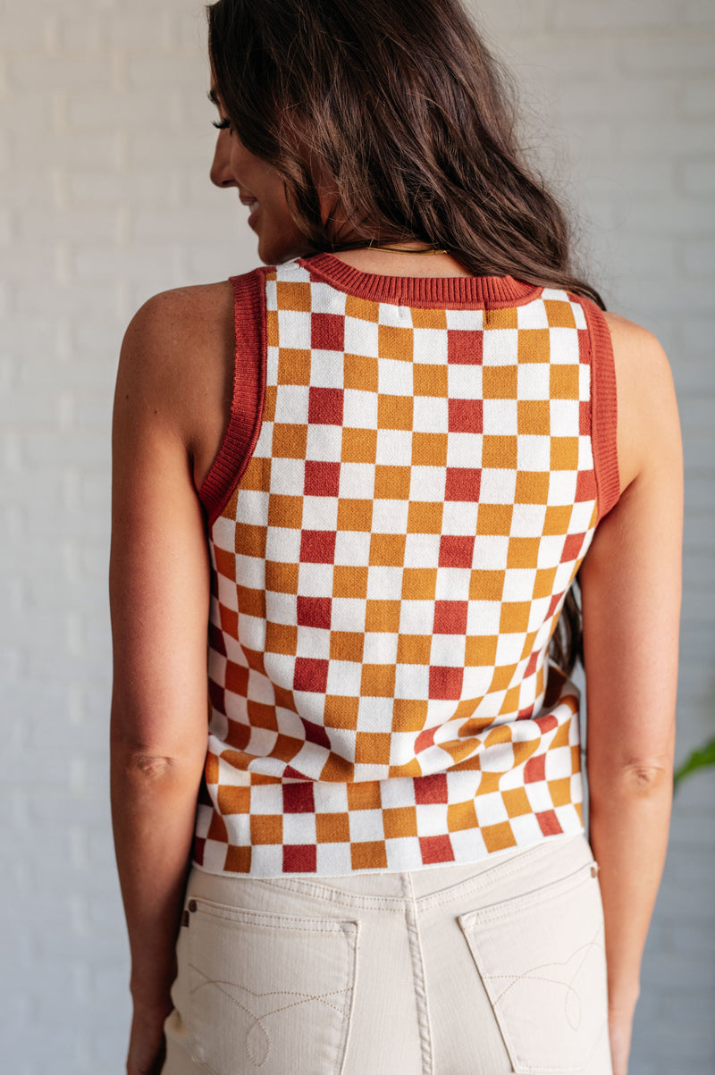 Keeping Score Checkered Tank Womens Tank Tops   