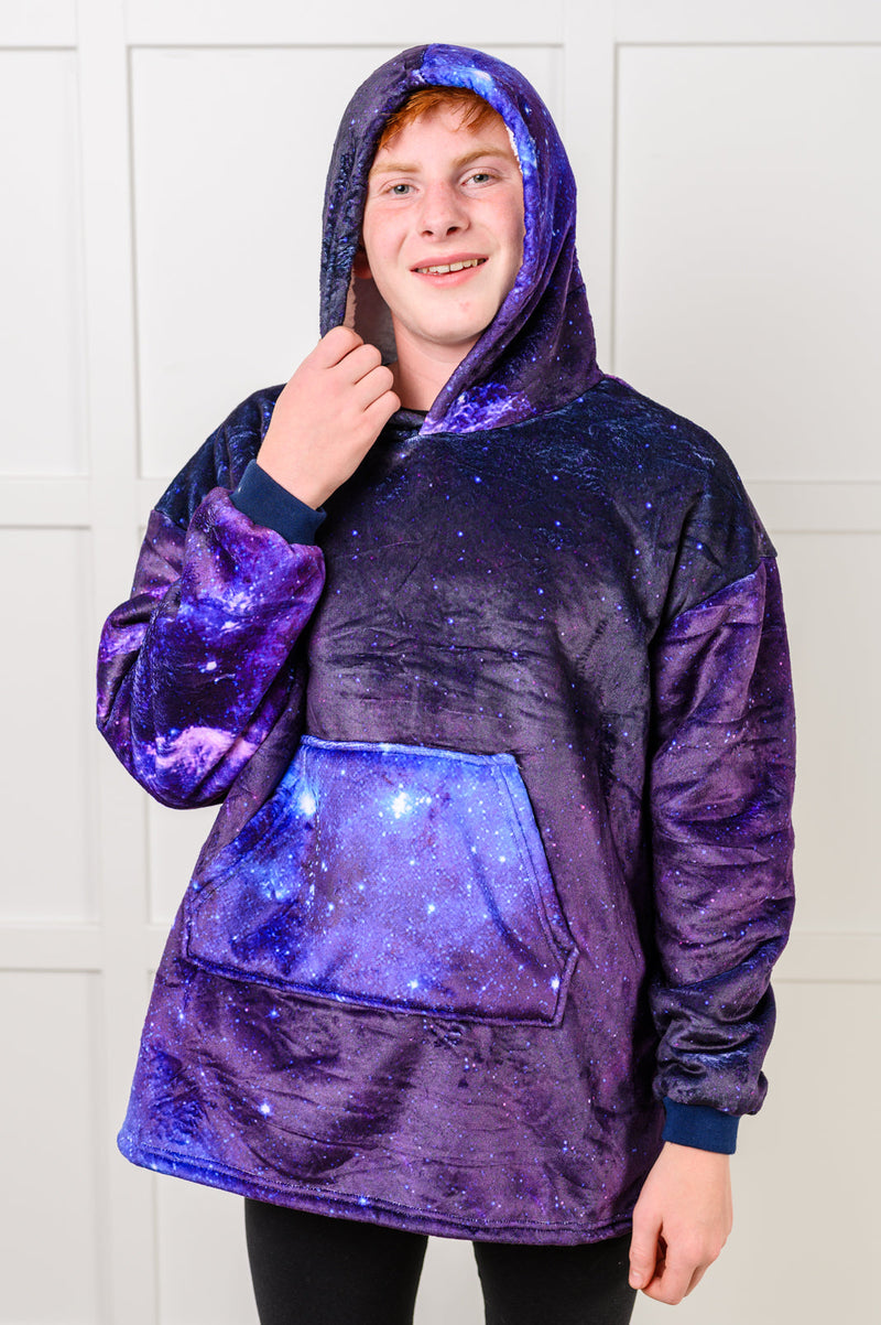 Kids Oversized Hoodie Blanket in Starry Sky Layers