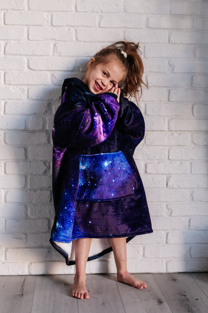 Kids Oversized Hoodie Blanket in Starry Sky Layers