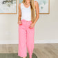 Judy Blue- High Rise Control Top Wide Leg Crop Jeans in Pink Denim   