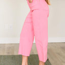 Judy Blue- High Rise Control Top Wide Leg Crop Jeans in Pink