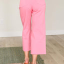 Judy Blue- High Rise Control Top Wide Leg Crop Jeans in Pink