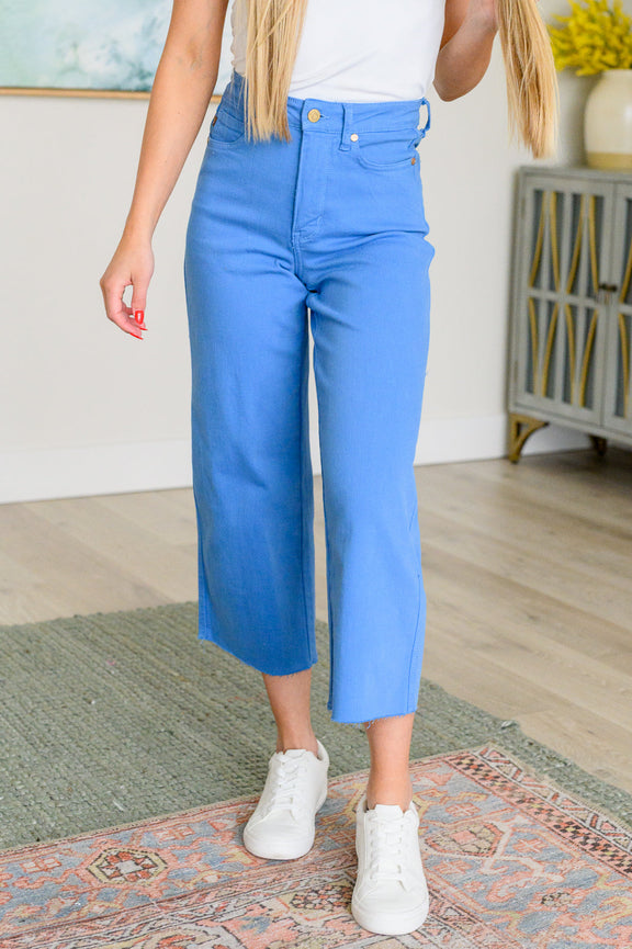 Judy Blue-Lisa High Rise Control Top Wide Leg Crop Jeans Denim   