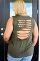 Land of the Free Tank in Olive Womens Tops   