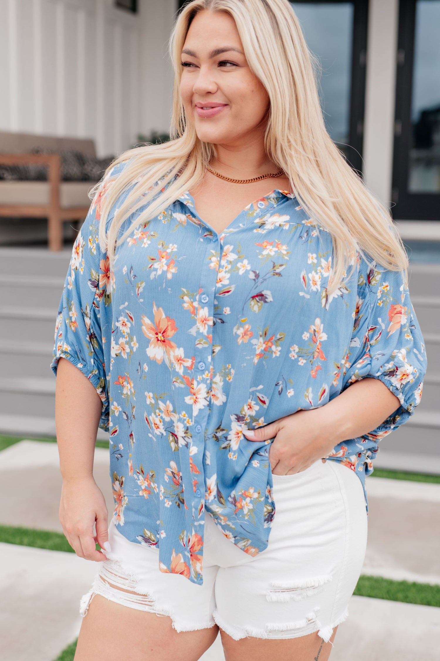 Lanikai Floral Button Down Womens Tops   