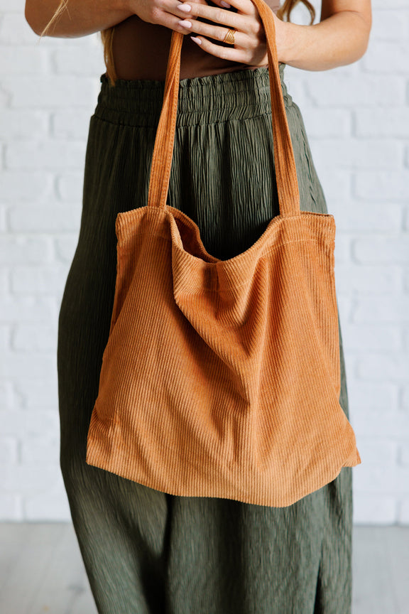 Last Minute Corduroy Tote in Brown Accessories   