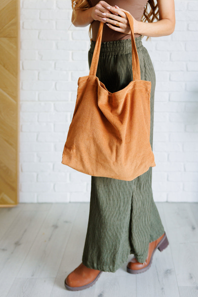 Last Minute Corduroy Tote in Brown Accessories   