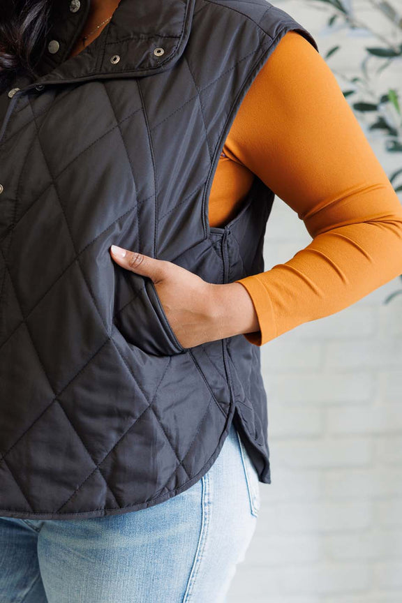 Layering Queen Quilted Puffer Vest in Black Layers   