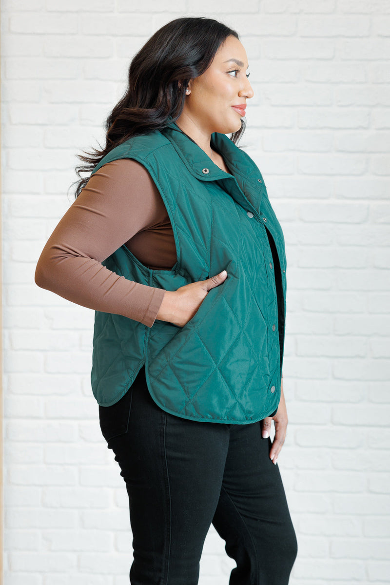 Layering Queen Quilted Puffer Vest in Hunter Green Layers   