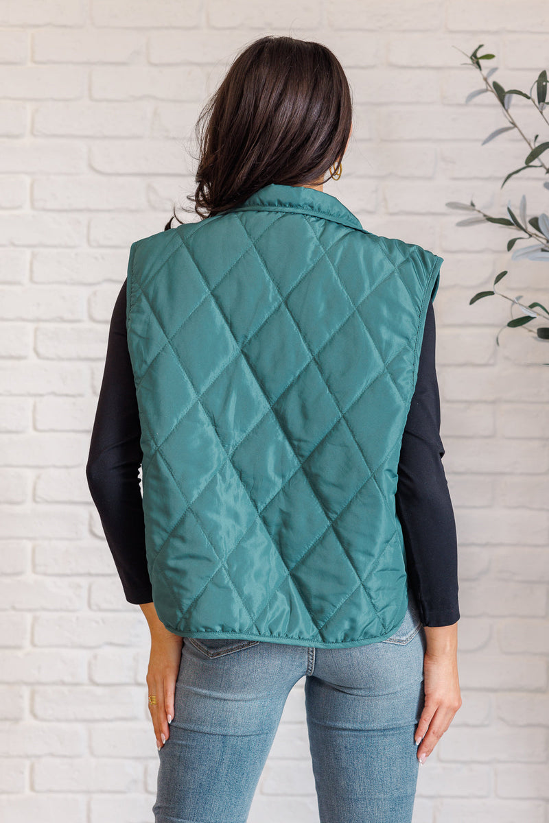 Layering Queen Quilted Puffer Vest in Hunter Green Layers   