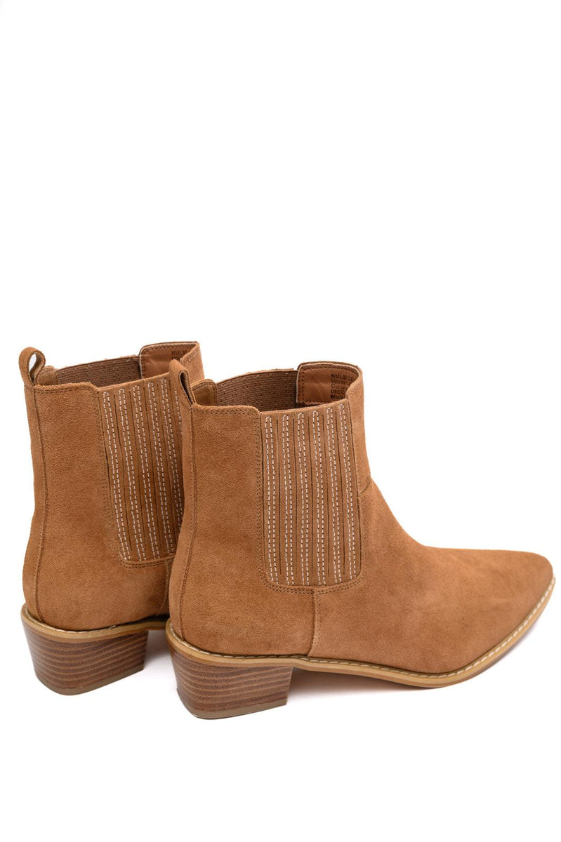 Leonor Suede Ankle Boot in Tan - Three Mad Hatters Mercantile 