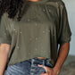 Less Than Stressed Asymmetrical Distressed Top Womens Tops   