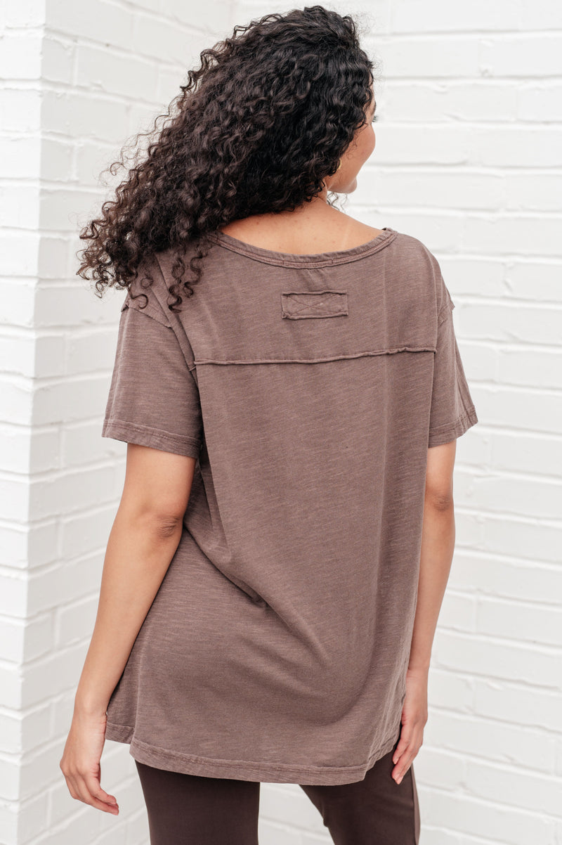 Let Me Live Relaxed Tee in Brown Womens Tops   