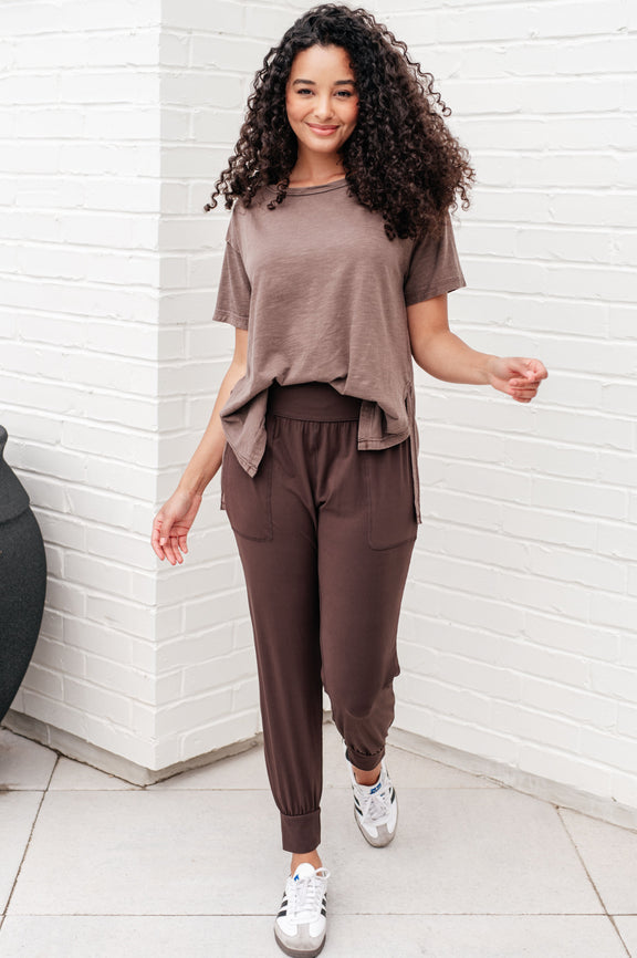 Let Me Live Relaxed Tee in Brown Womens Tops   