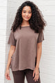 Let Me Live Relaxed Tee in Brown Womens Tops   