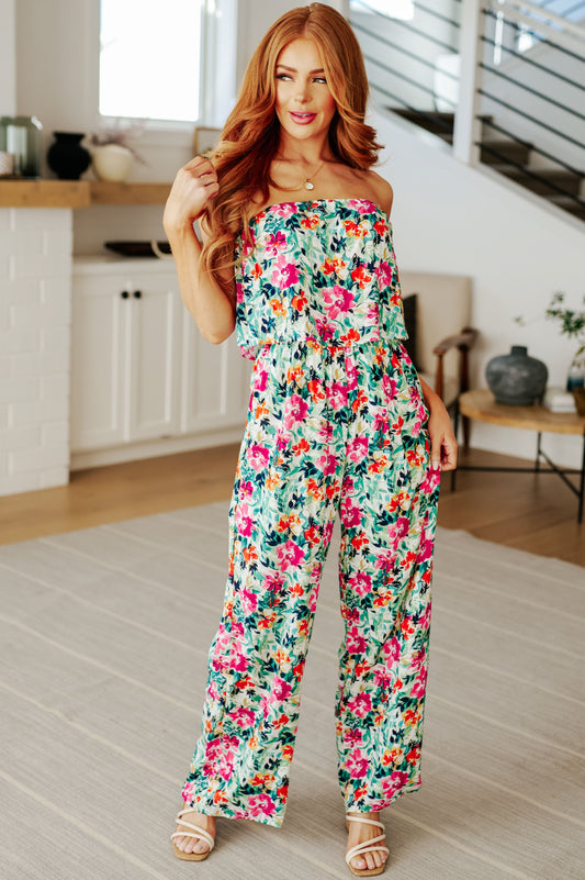 Life of the Party Floral Jumpsuit in Green Jumpsuits & Rompers   