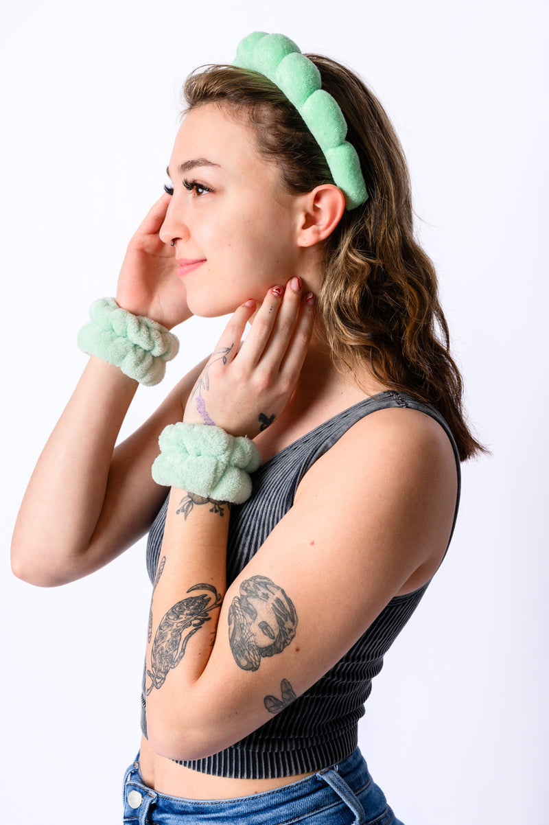 Lost in the Moment Headband and Wristband Set in Green Health & Beauty   