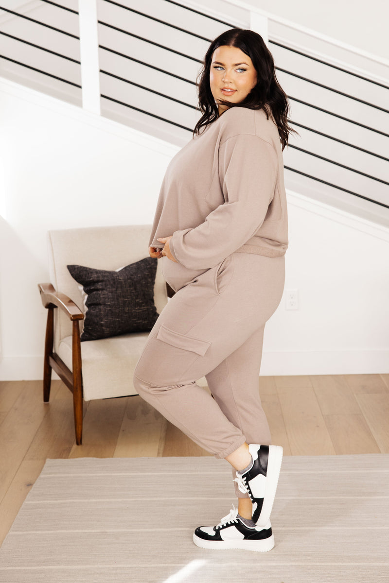 Lounge A Lot Cut Off Sweatshirt in Mocha Athleisure   