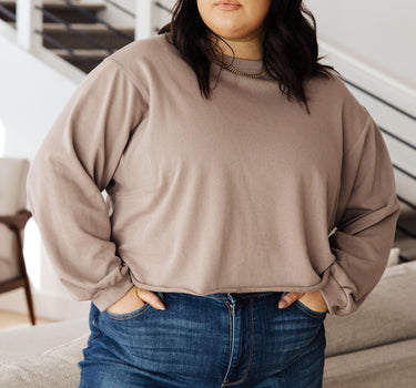 Lounge A Lot Cut Off Sweatshirt in Mocha