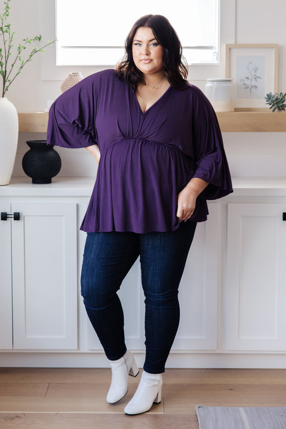 Love On The Line V-Neck Peplum Blouse Tops   