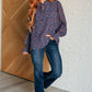 Lucid Dream Ruffle Neckline Blouse in Navy Blouses   