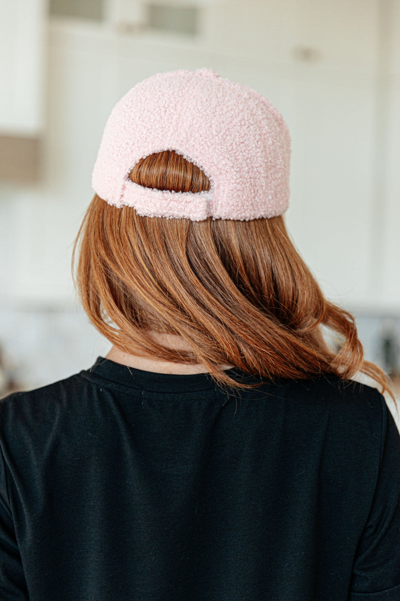 Lyla Sherpa Ball Cap in Pink Accessories   