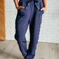 Lysa Satin Stripe Lounge Pants in Smoky Navy womens pants   