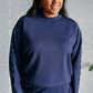 Lysa Satin Stripe Pullover in Smoky Navy Womens Athleisure   