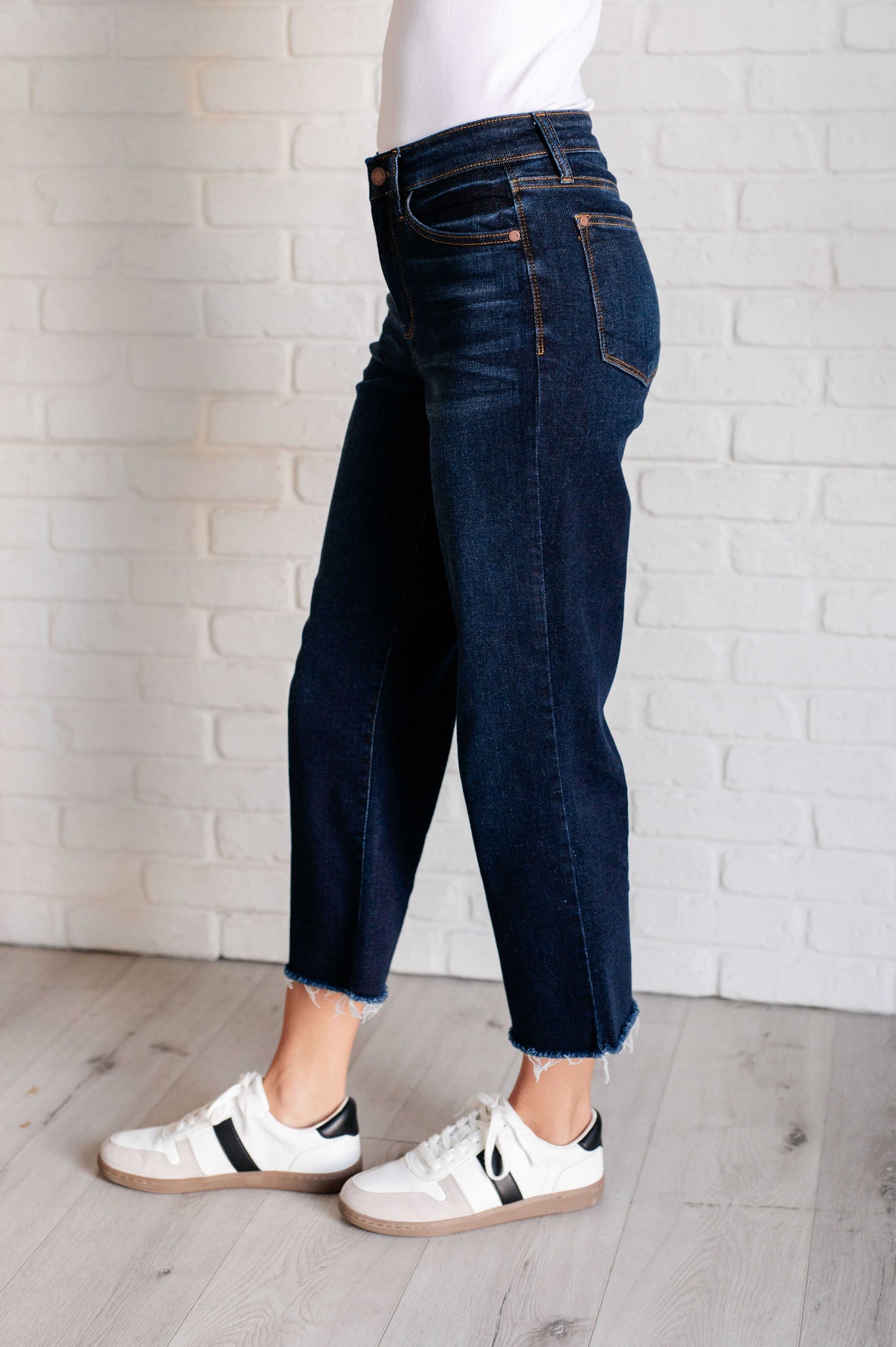 Madeline High Rise Cropped Wide Leg Jeans Womens Cropped Wide Leg Jeans   