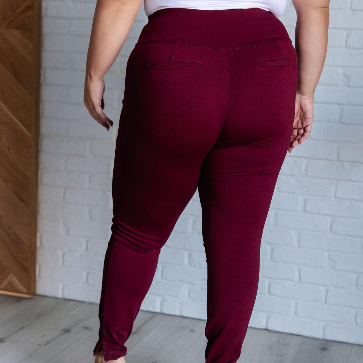 Magic Skinny 28" Pants in Wine - Three Mad Hatters Mercantile 