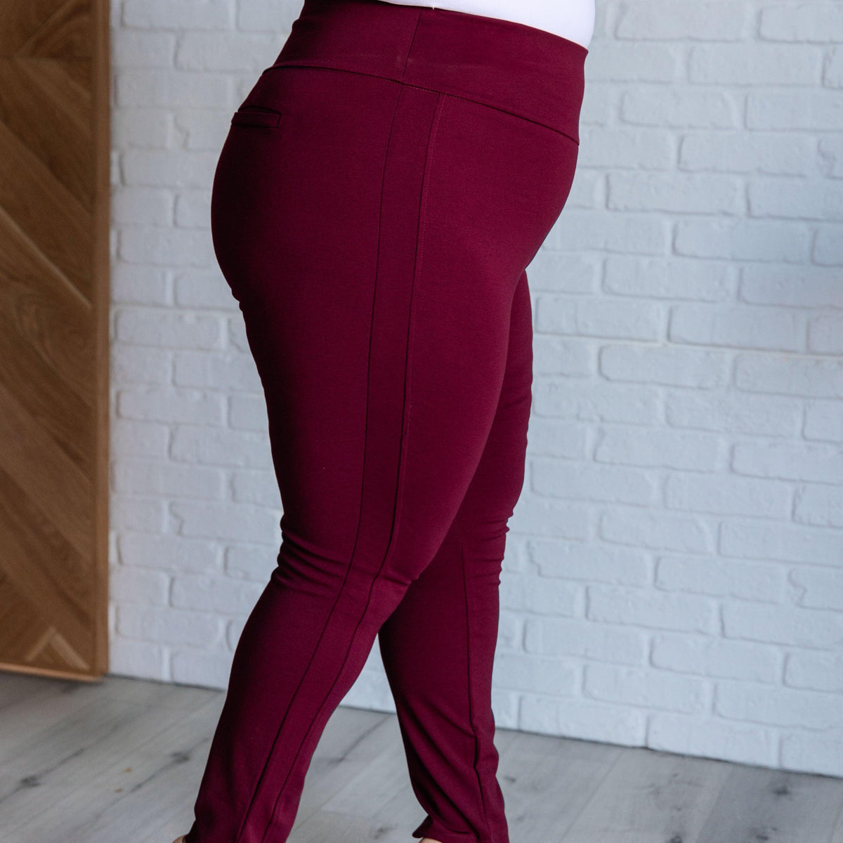 Magic Skinny 28" Pants in Wine - Three Mad Hatters Mercantile 