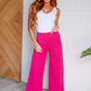 Magic Wide Leg Crop Pants in Hot Pink Bottoms   