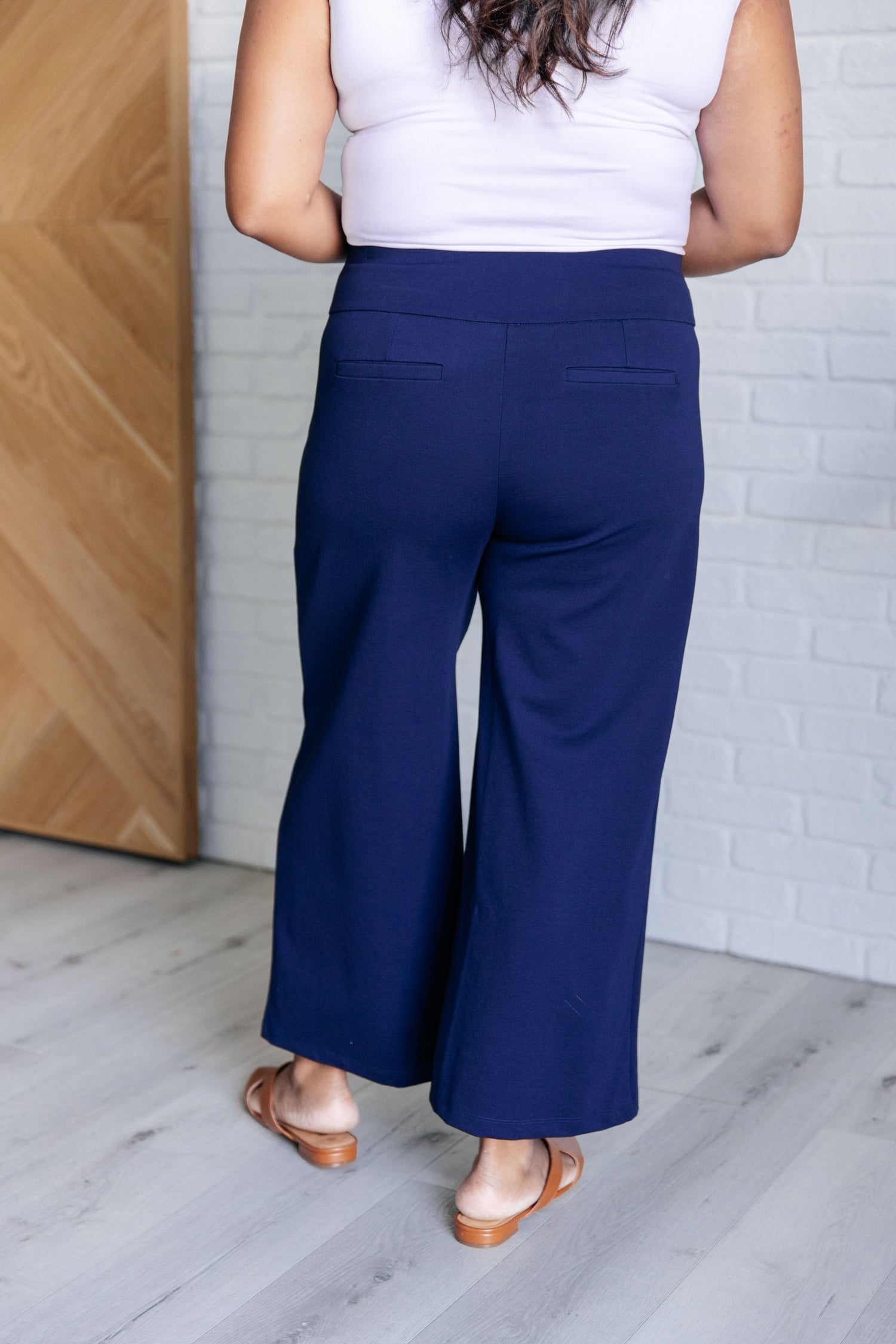 Magic Wide Leg Crop Pants in Navy Bottoms   