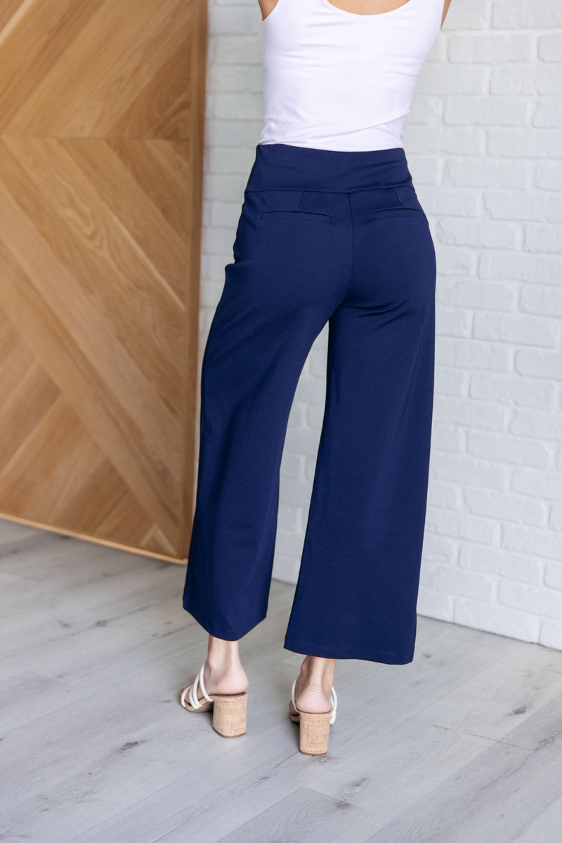 Magic Wide Leg Crop Pants in Navy Bottoms   