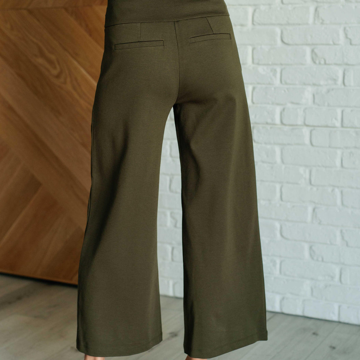 Magic Wide Leg Crop Pants in Olive - Three Mad Hatters Mercantile 