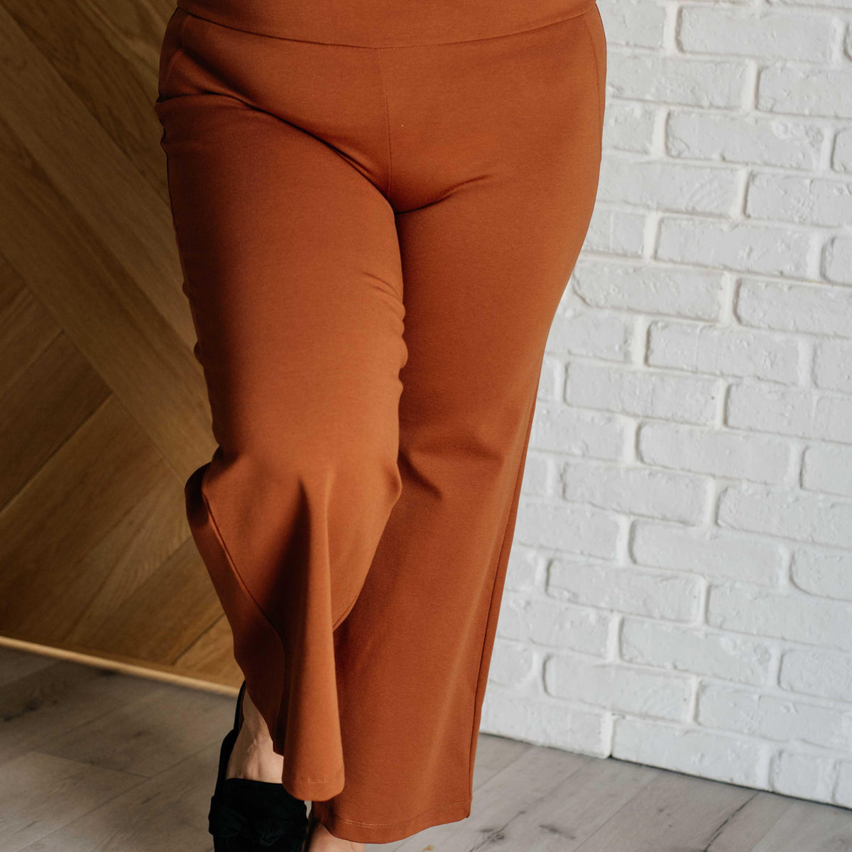 Magic Wide Leg Crop Pants in Rust - Three Mad Hatters Mercantile 