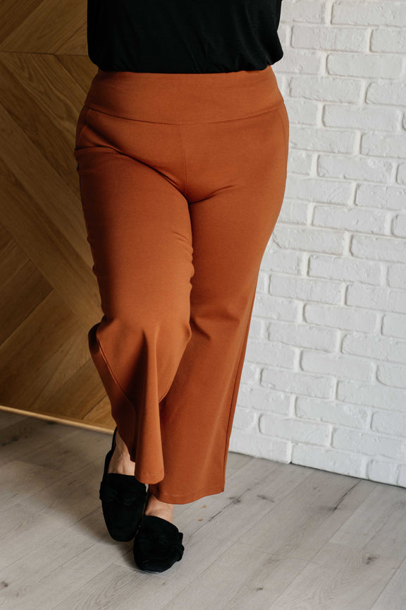 Magic Wide Leg Crop Pants in Rust Bottoms   