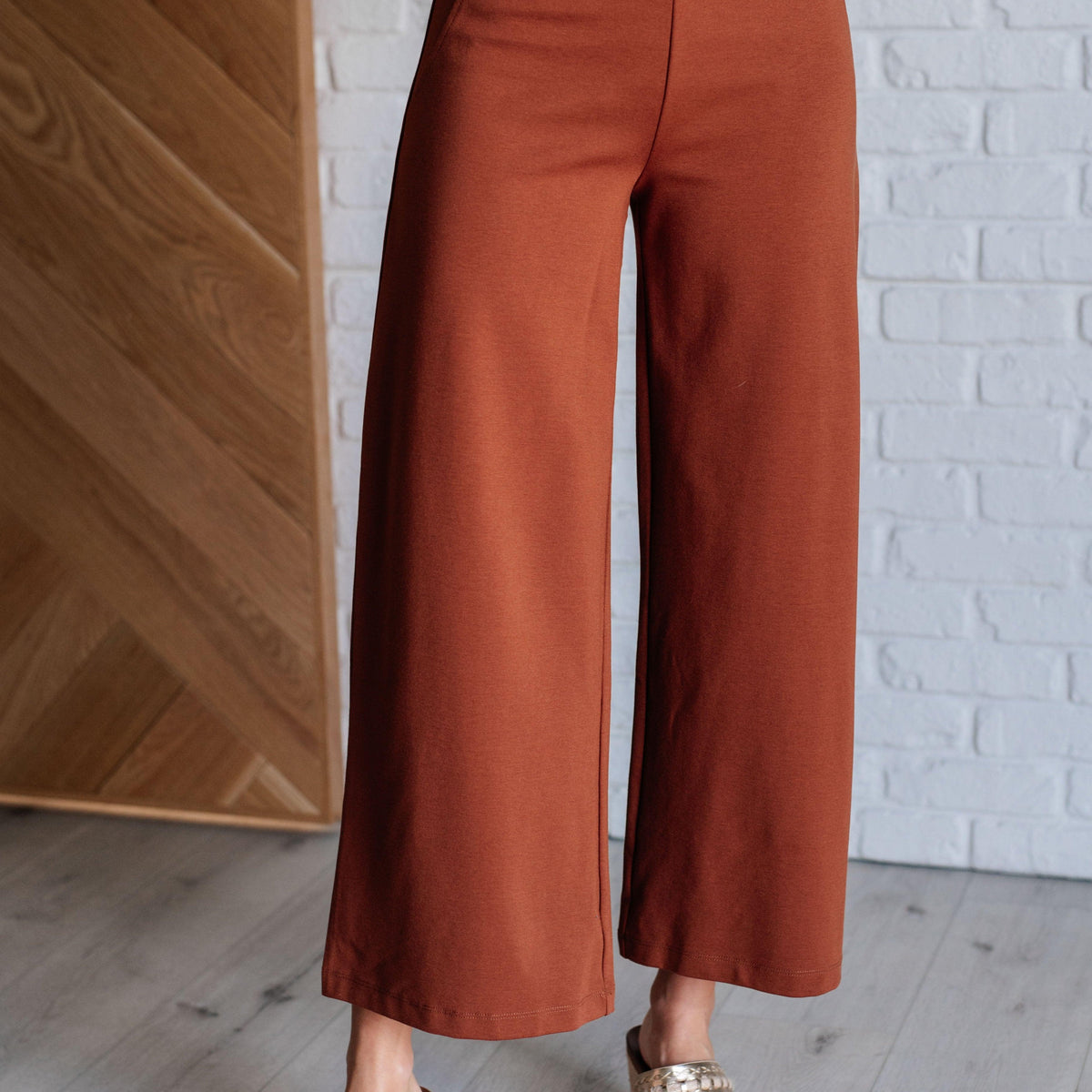 Magic Wide Leg Crop Pants in Rust - Three Mad Hatters Mercantile 