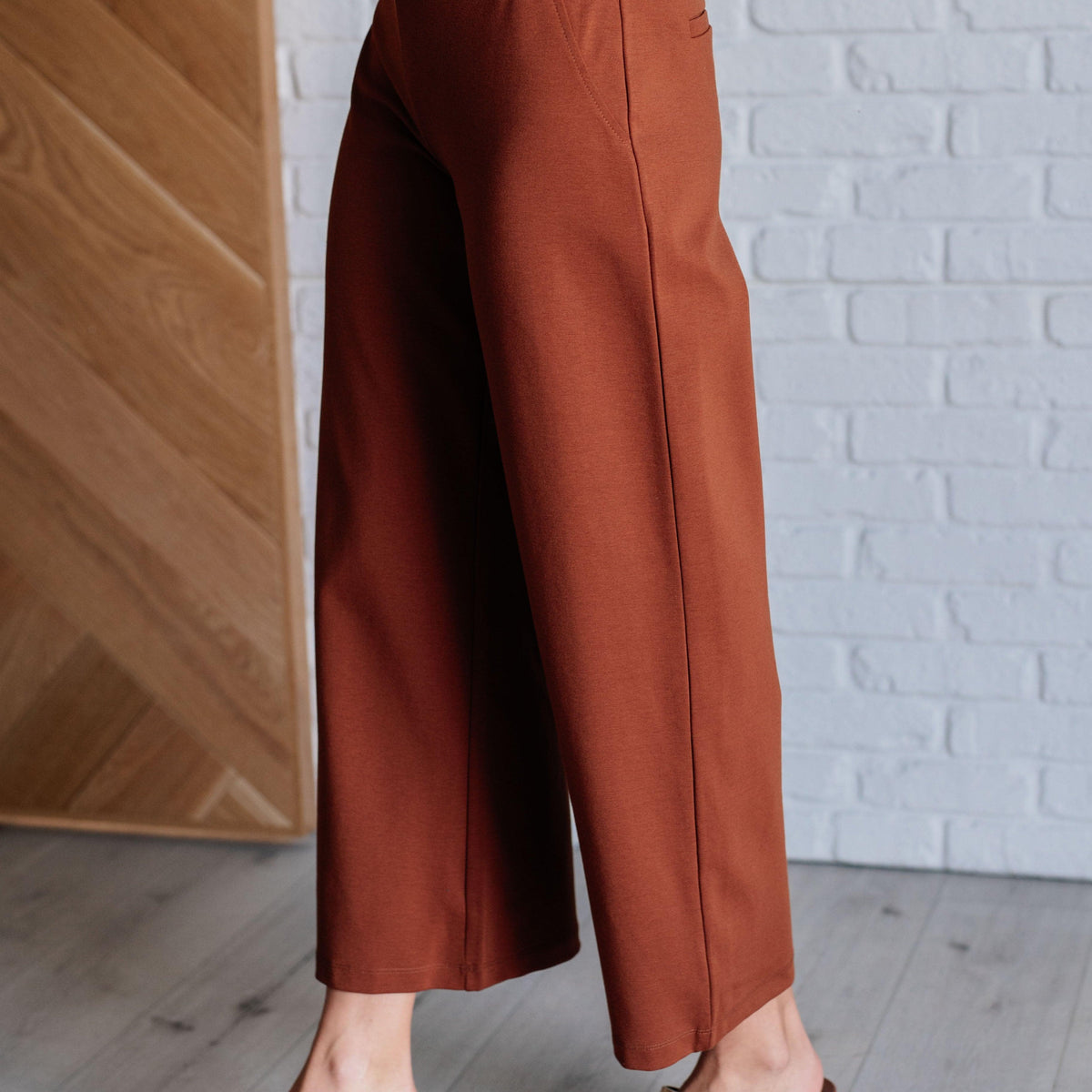 Magic Wide Leg Crop Pants in Rust - Three Mad Hatters Mercantile 
