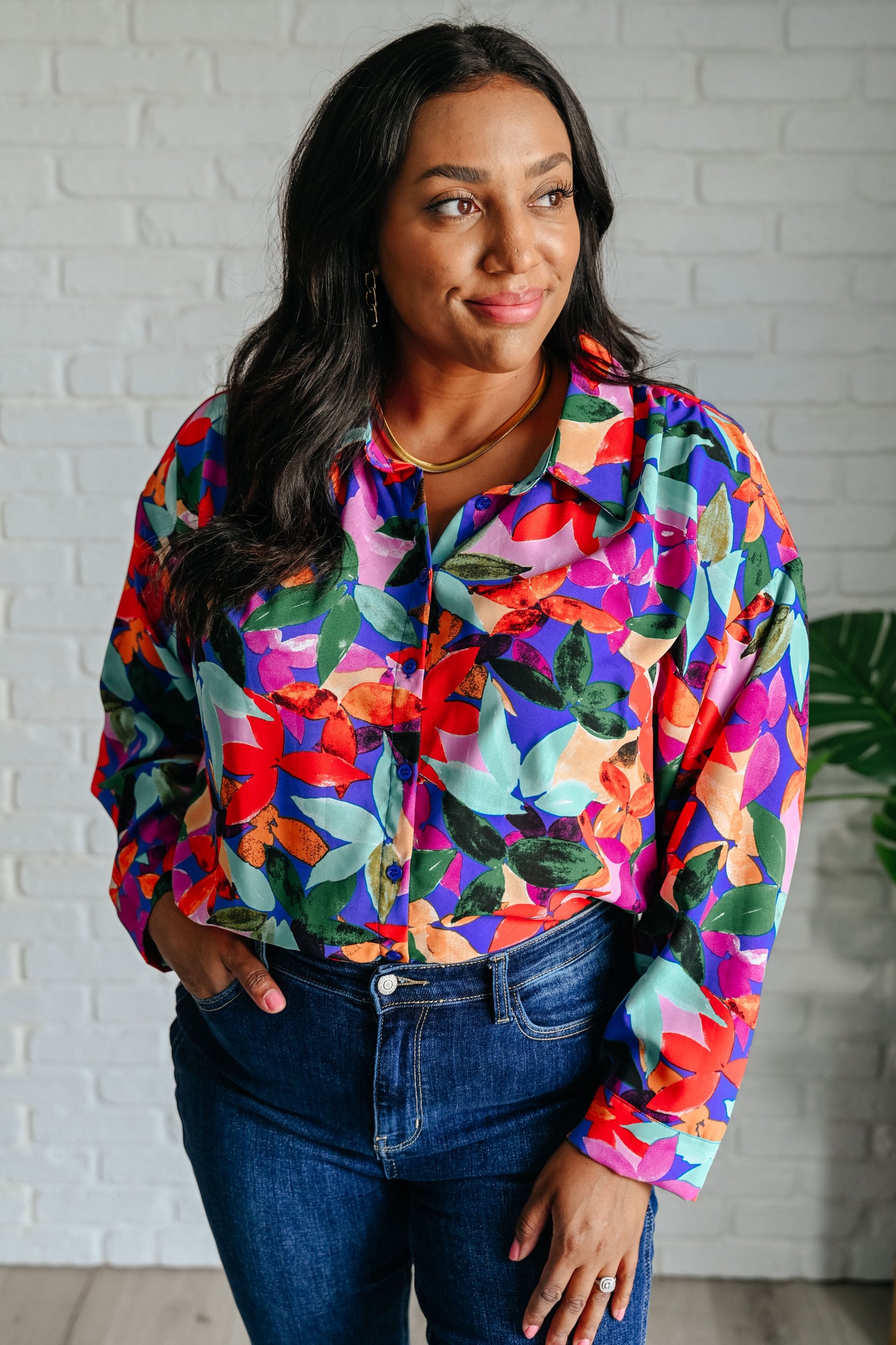 Make Like a Tree and Leaf Button Up Blouse Womens Tops   