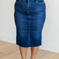 Marcy High Rise Denim Midi Skirt Womens Skirts   