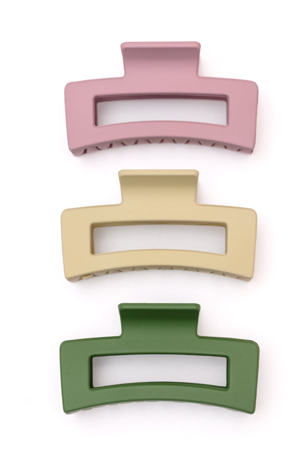 Matte Rectangle Claw Clip Set of 3 Accessories   