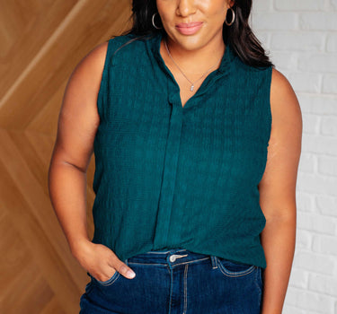 Matter of Fact Pleat Front Sleeveless Blouse